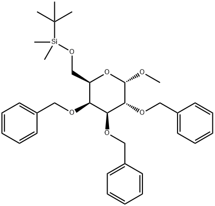 甲基 6-O-[(叔丁基)二甲基硅烷基]-2,3,4-三-O-(苯基甲基)-ALPHA-D-吡喃半乳糖苷 结构式