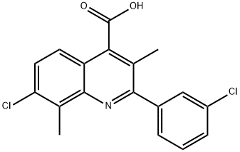 7-CHLORO-2-(3-CHLOROPHENYL)-3,8-DIMETHYLQUINOLINE-4-CARBOXYLIC ACID 结构式