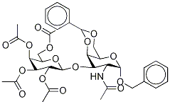 2-乙酰氨基-2-脱氧-4,6-O-亚苄基-3-O-(2,3,4,6-四-O-乙酰基-Β-D-吡喃半乳糖基)-Α-D-吡喃半乳糖苷 结构式