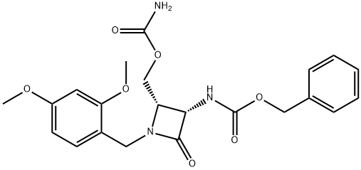 N-[(3S,4S)-4-Carbamoyloxymethyl-1-(2,4-dimethoxybenzyl)-2-oxo-3-azetidinyl]carbamic acid benzyl ester 结构式