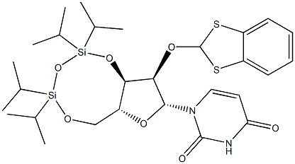 2'-O-(1,3-benzodithiol-2-yl)-3',5'-O-(1,1,3,3-tetraisopropyldisiloxan-1,3-diyl)uridine 结构式