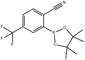 2-(4,4,5,5-四甲基-1,3,2-二氧杂硼烷-2-基)-4-(三氟甲基)苄腈 结构式