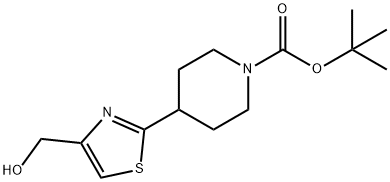 4-[4-羟甲基-1,3-噻唑-2-基]哌啶甲酸叔丁酯 结构式
