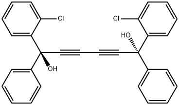 (+)-1,6-双-(2-氯苯基)-1,6-二苯基-2,4-己二炔-1,6-二醇 结构式