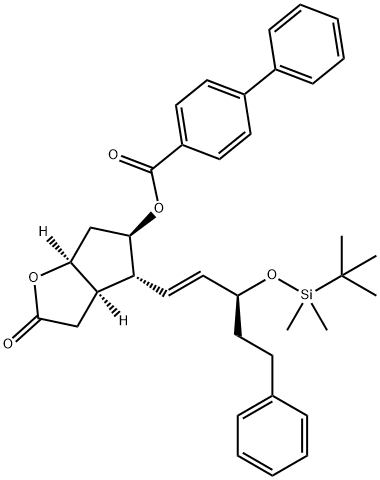 [1,1'联苯]-4-羧酸,(3AR,4R,5R,6AS)-4-[(1E,3S)-3-[[(1,1-二甲基乙基)二甲基硅烷基]氧基]-5-苯基-1-戊烯-1-基]六氢-2-氧代-2H-(...) 结构式