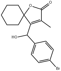 4-((4-Bromophenyl)hydroxymethyl)-3-methyl-1-oxaspiro(4.5)dec-3-en-2-on e 结构式