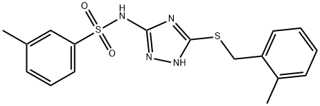 3-methyl-N-{5-[(2-methylbenzyl)sulfanyl]-1H-1,2,4-triazol-3-yl}benzenesulfonamide 结构式