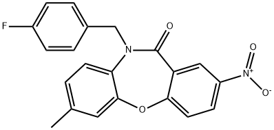 10-(4-fluorobenzyl)-7-methyl-2-nitrodibenzo[b,f][1,4]oxazepin-11(10H)-one 结构式