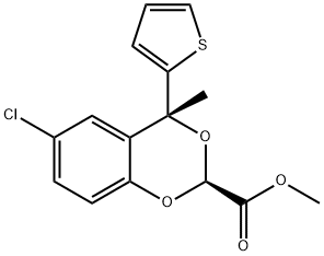 1,3-Benzodioxan-2-carboxylic acid, 6-chloro-4-methyl-4-(2-thienyl)-, m ethyl ester, (E)- 结构式