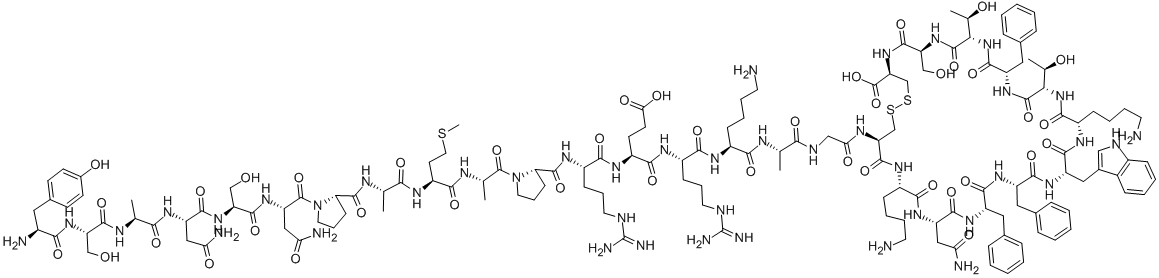 TYR-SER-ALA-ASN-SER-ASN-PRO-ALA-MET-ALA-PRO-ARG-GLU-ARG-LYS-ALA-GLY-CYS-LYS-ASN-PHE-PHE-TRP-LYS-THR-PHE-THR-SER-CYS 结构式