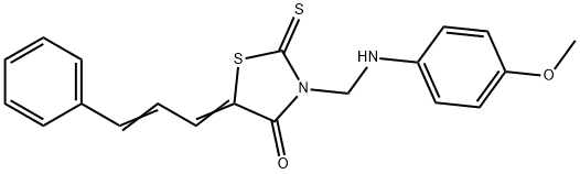4-Thiazolidinone, 3-(((4-methoxyphenyl)amino)methyl)-5-(3-phenyl-2-pro penylidene)-2-thioxo- 结构式