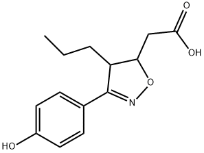 5-Isoxazoleacetic  acid,  4,5-dihydro-3-(4-hydroxyphenyl)-4-propyl- 结构式