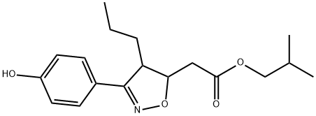 5-Isoxazoleacetic  acid,  4,5-dihydro-3-(4-hydroxyphenyl)-4-propyl-,  2-methylpropyl  ester 结构式