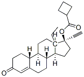 13-ethyl-17alpha-hydroxy-18,19-dinorpregn-4-en-20-yn-3-one cyclobutanecarboxylate 结构式