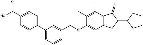 3'-[[(2-环戊基-6,7-二甲基-1-氧代-2,3-二氢-1H-茚-5-基)氧基]甲基]联苯-4-羧酸 结构式