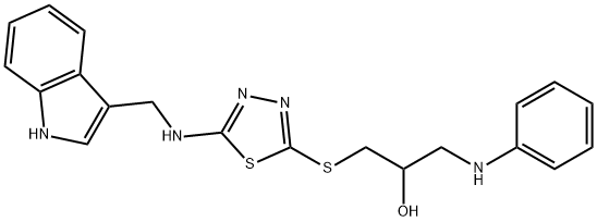 1-anilino-3-[[5-(1H-indol-3-ylmethylamino)-1,3,4-thiadiazol-2-yl]sulfa nyl]propan-2-ol 结构式