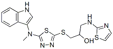 1-[[5-(1H-indol-3-ylmethylamino)-1,3,4-thiadiazol-2-yl]sulfanyl]-3-(1, 3-thiazol-2-ylamino)propan-2-ol 结构式
