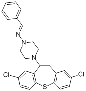 1-Piperazinamine, 4-(2,8-dichloro-10,11-dihydrodibenzo(b,f)thiepin-10- yl)-N-(phenylmethylene)- 结构式