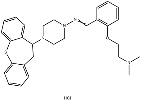 1-Piperazinamine, 4-(10,11-dihydrodibenzo(b,f)thiepin-10-yl)-N-((2-(2- (dimethylamino)ethoxy)phenyl)methylene)-, trihydrochloride 结构式