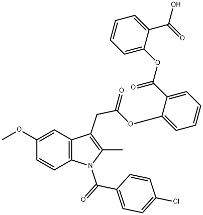 2-((2-carboxyphenoxy)carbonyl)phenyl-1-(4-chlorobenzoyl)-5-methoxy-2-methylindole-3-acetate 结构式