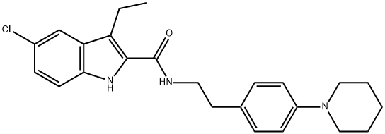 ORG275695-氯-3-乙基-N-[2-[4-(1-哌啶基)苯基]乙基-1H-吲哚-2-甲酰胺 结构式