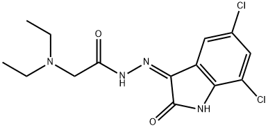 Glycine, N,N-diethyl-, (5,7-dichloro-1,2-dihydro-2-oxo-3H-indol-3-ylid ene)hydrazide, (Z)- 结构式