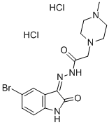 1-Piperazineacetic acid, 4-methyl-, (5-bromo-2-oxo-3-indolinylidene)hy drazide, dihydrochloride, (Z)- 结构式