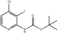 叔丁基 4-氯-3-碘吡啶-2-基氨基甲酸酯 结构式