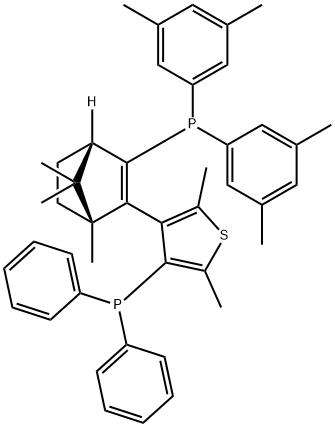 (1R,4S)-3-[双(3,5-二甲苯基)膦]-2-(4-二苯基膦-2,5-二甲基-3-噻吩基)-1,7,7-三甲基二环[2.2.1]庚-2-烯 结构式