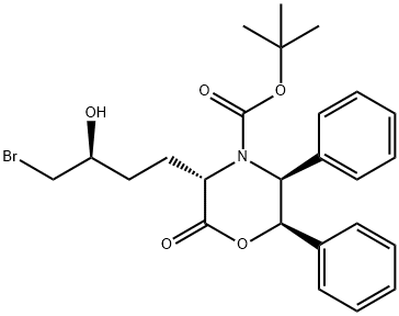 (3S,5S,6R)-3-[(3S)-4-BroMo-3-hydroxybutyl]-2-oxo-5,6-diphenyl-4-Morpholinecarboxylic Acid tert-Butyl Ester 结构式