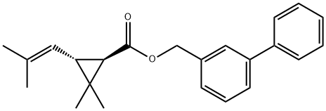 Cyclopropanecarboxylic acid, 2,2-dimethyl-3-(2-methyl-1-propenyl)-, (1,1'-biphenyl)-3-ylmethyl ester, (1R,3R)- 结构式