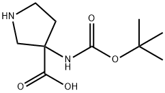 3-(叔丁氧羰基)氨基吡咯烷-3-甲酸 结构式