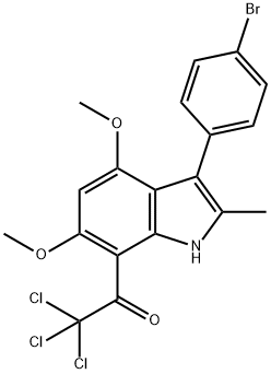 Ethanone,  1-[3-(4-bromophenyl)-4,6-dimethoxy-2-methyl-1H-indol-7-yl]-2,2,2-trichloro- 结构式