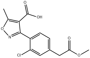 4-Isoxazolecarboxylic  acid,  3-[2-chloro-4-(2-methoxy-2-oxoethyl)phenyl]-5-methyl- 结构式