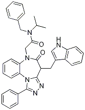 6H-[1,2,4]Triazolo[4,3-a][1,5]benzodiazepine-6-acetaMide, 4,5-dihydro-4-(1H-indol-3-ylMethyl)-N-(1-Methylethyl)-5-oxo-1-phenyl-N-(phenylMethyl)-, (-)-