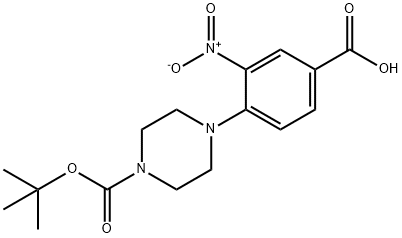 4-[(叔丁氧羰基)-哌嗪-1-基]-3-硝基苯甲酸 结构式