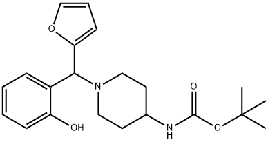 4-(BOC-氨基)-1-[呋喃-2-基(2-羟基苯基)甲基]哌嗪 结构式