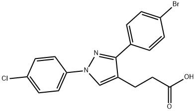 3-(4-溴苯基)-1-(4-氯苯基)吡唑-4-丙酸 结构式