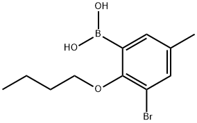 3-溴-2-丁氧基-5-甲基苯基硼酸 结构式