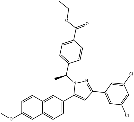 (S)-4-(1-(3-(3,5-二氯苯基)-5-(6-甲氧基萘-2-基)-1H-吡唑-1-基)乙基 结构式