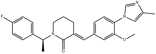 (E)-1-[(1S)-1-(4-氟苯基)乙基]-3-[3-甲氧基-4-(4-甲基-1H-咪唑-1-YL)亚苄基]哌啶-2-酮 结构式