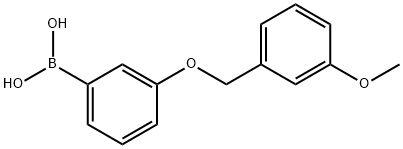 3-(3'-甲氧基苄氧基)苯基硼酸 结构式