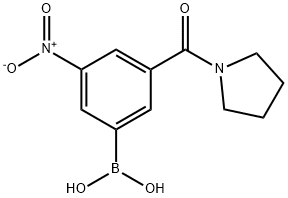 3-硝基-5-(吡咯啉-1-羰基)苯基硼酸 结构式