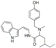 2-[[(4-Hydroxyphenyl)methyl]methylamino]-N-[2-(1H-indol-3-yl)ethenyl]-4-methylhexanamide 结构式