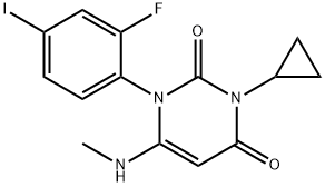 3-环丙基-1-(2-氟-4-碘苯基)-6-甲基氨基-1H-嘧啶-2,4-二酮 结构式