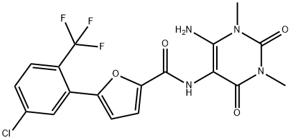 2-Furancarboxamide,  N-(6-amino-1,2,3,4-tetrahydro-1,3-dimethyl-2,4-dioxo-5-pyrimidinyl)-5-[5-chloro-2-(trifluoromethyl)phenyl]- 结构式