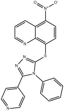 5-Nitro-8-((4-phenyl-5-(4-pyridyl)-4H-1,2,4-triazol-3-yl)thio)quinolin e 结构式