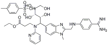 N-[[2-[[[4-(氨基亚氨基甲基)苯基]氨基]甲基]-1-甲基-1H-苯并咪唑-5-基]羰基]-N-2-吡啶基-BETA-丙氨酸乙酯 4-甲基苯磺酸盐 结构式