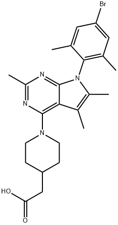 2-(1-(7-(4-溴-2,6-二甲基苯基)-2,5,6-三甲基-7H-吡咯并[2,3-D]嘧啶-4-基)哌啶-4-基)乙酸 结构式