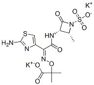 2-[[[(1Z)-1-(2-Amino-4-thiazolyl)-2-[[(2R,3S)-2-methyl-4-oxo-1-sulfo-3-azetidinyl]amino]-2-oxoethylidene]amino]oxy]-2-methylpropanoic acid dipotassium salt 结构式